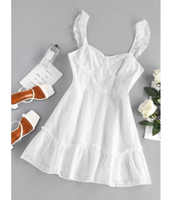 Embroidered Floral Cupped Mini Dress