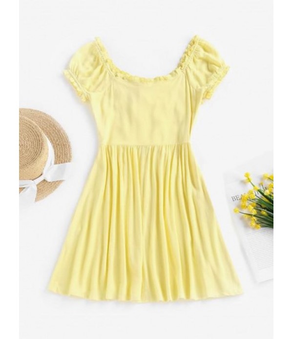 Ruffle Bowknot Puff Sleeve Milkmaid Dress Ruffle Bowknot Puff Sleeve Milkmaid Dress
