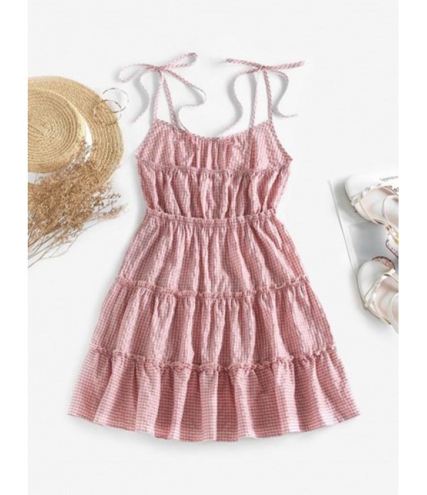 Gingham Tie Shoulder Tiered Sundress Gingham Tie Shoulder Tiered Sundress