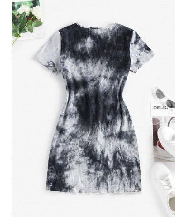 Tie Dye Ribbed Tulip Hem Dress Tie Dye Ribbed Tulip Hem Dress