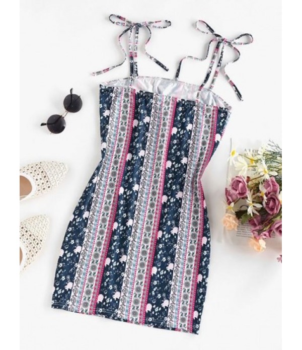 Ethnic Floral Tie Shoulder Cami Dress Ethnic Floral Tie Shoulder Cami Dress