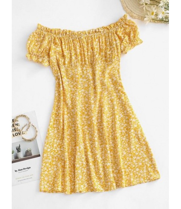 Off The Shoulder Ditsy Print Frilled Dress Off The Shoulder Ditsy Print Frilled Dress