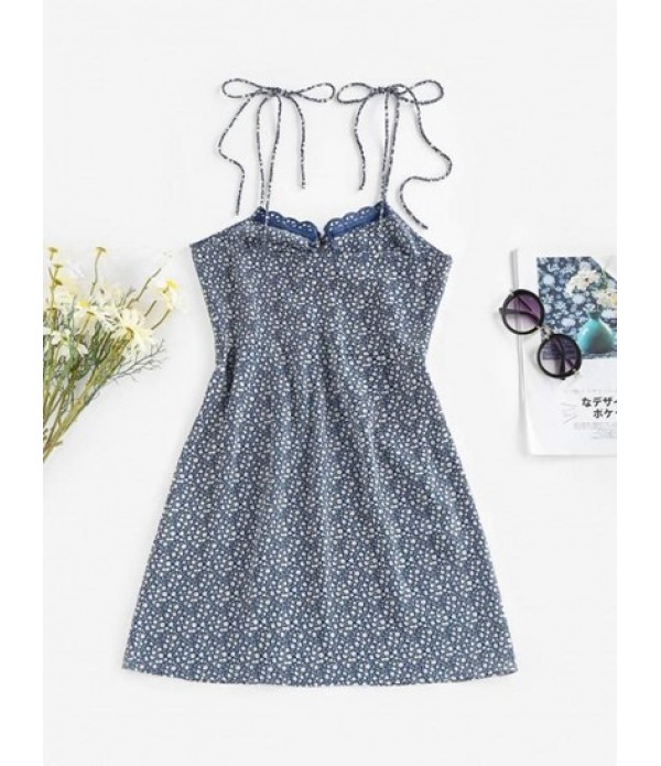 Lace Up Keyhole Floral Mini Dress Lace Up Keyhole Floral Mini Dress