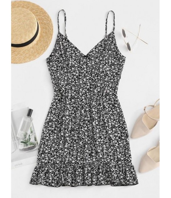 Tiny Floral Print Flounced Dress Tiny Floral Print Flounced Dress