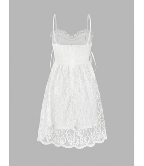 Halloween Skull Star Embroidered Lace Lace-up Dress Halloween Skull Star Embroidered Lace Lace-up Dress