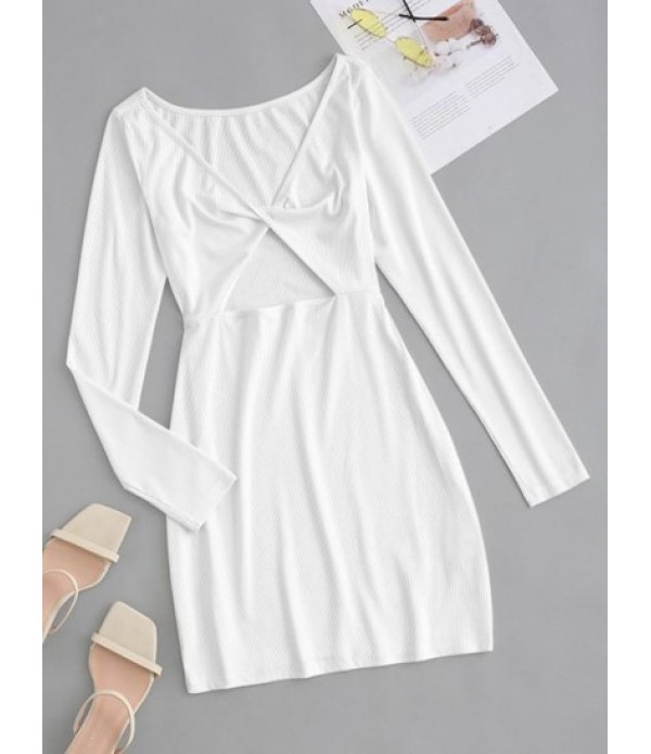 Ribbed Twisted Cutout Slinky Dress Ribbed Twisted Cutout Slinky Dress