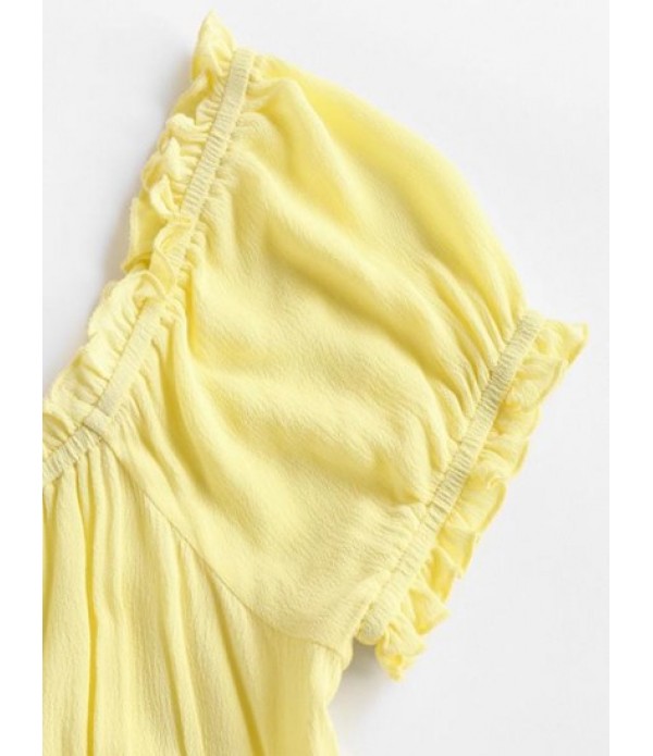 Ruffle Bowknot Puff Sleeve Milkmaid Dress Ruffle Bowknot Puff Sleeve Milkmaid Dress