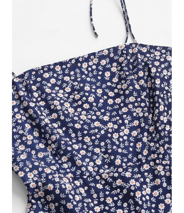 Tiny Floral Tie Strap Flare Dress Tiny Floral Tie Strap Flare Dress
