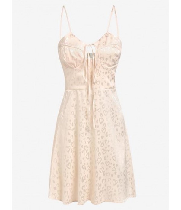 Heart Leopard Jacquard Bustier Cami Mini Skater Dress Heart Leopard Jacquard Bustier Cami Mini Skater Dress