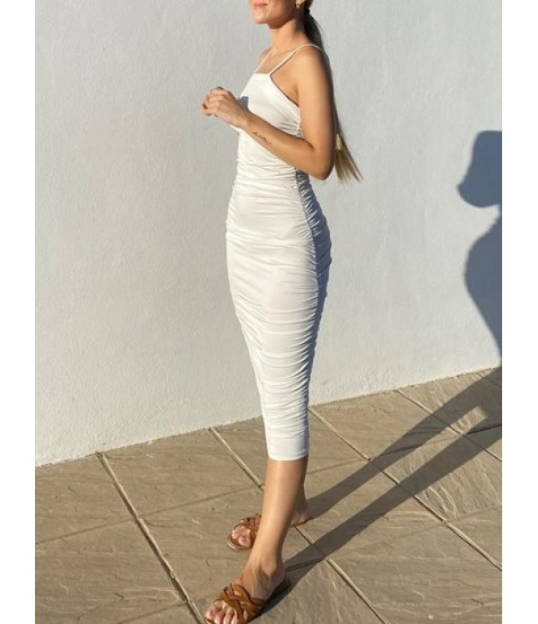 Bungee Strap Ruched Midi Dress Bungee Strap Ruched Midi Dress