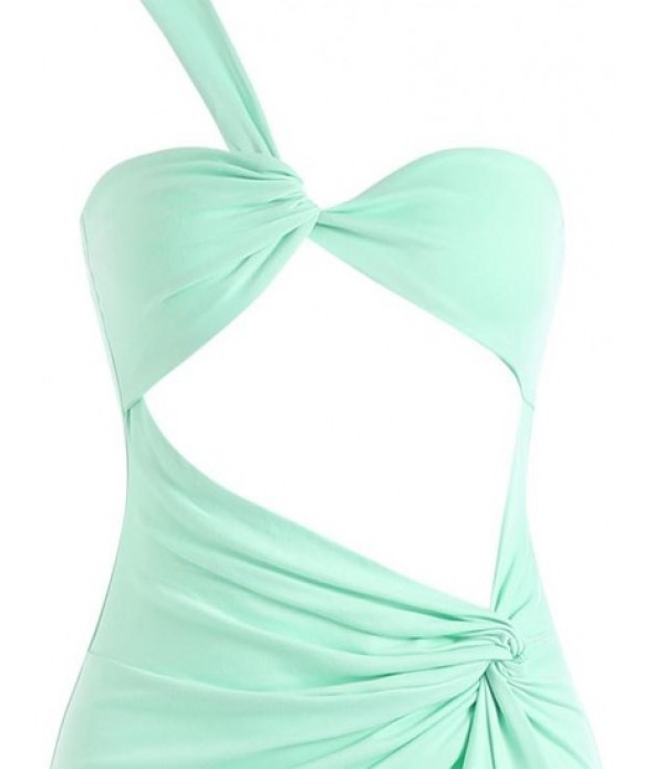 Thigh Slit One Shoulder Twist Cut Out Dress