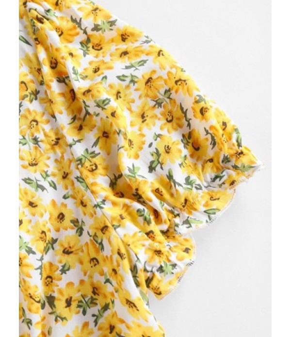 Ditsy Print Open Back Tie Ruffle Dress Ditsy Print Open Back Tie Ruffle Dress