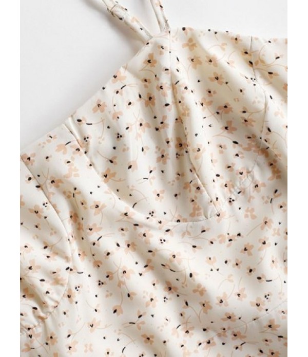 Tiny Floral Print Front Slit Mini Dress Tiny Floral Print Front Slit Mini Dress