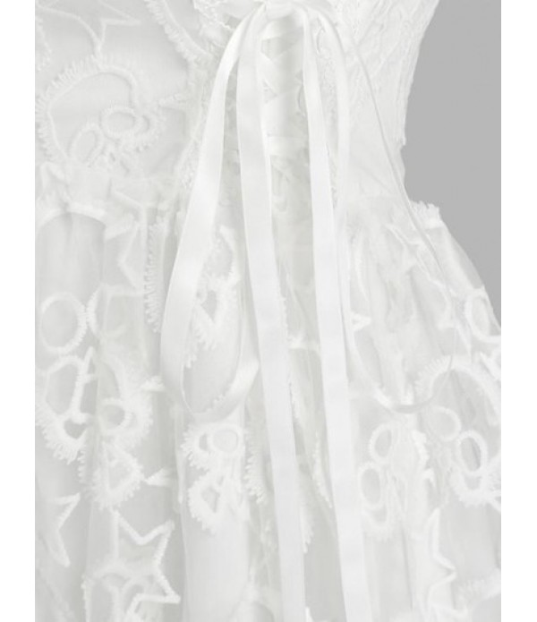 Halloween Skull Star Embroidered Lace Lace-up Dress Halloween Skull Star Embroidered Lace Lace-up Dress