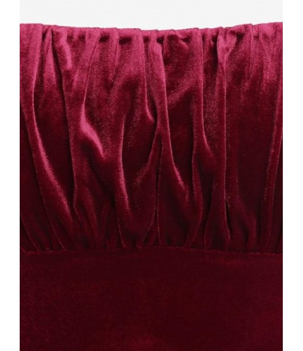Ruched Bust Velvet Mini Tube Dress Ruched Bust Velvet Mini Tube Dress