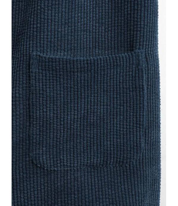 Button Front Pockets Corduroy Pinafore Dress