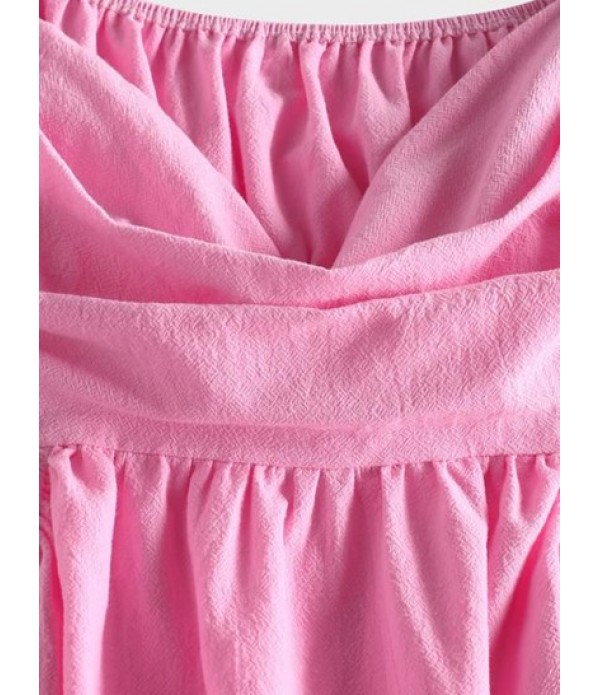 Puff Sleeve Ruched Cutout Skater Dress Puff Sleeve Ruched Cutout Skater Dress