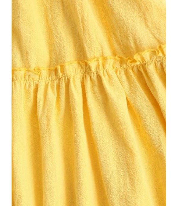 Puff Sleeve Button Up Tiered Mini Smock Dress Puff Sleeve Button Up Tiered Mini Smock Dress