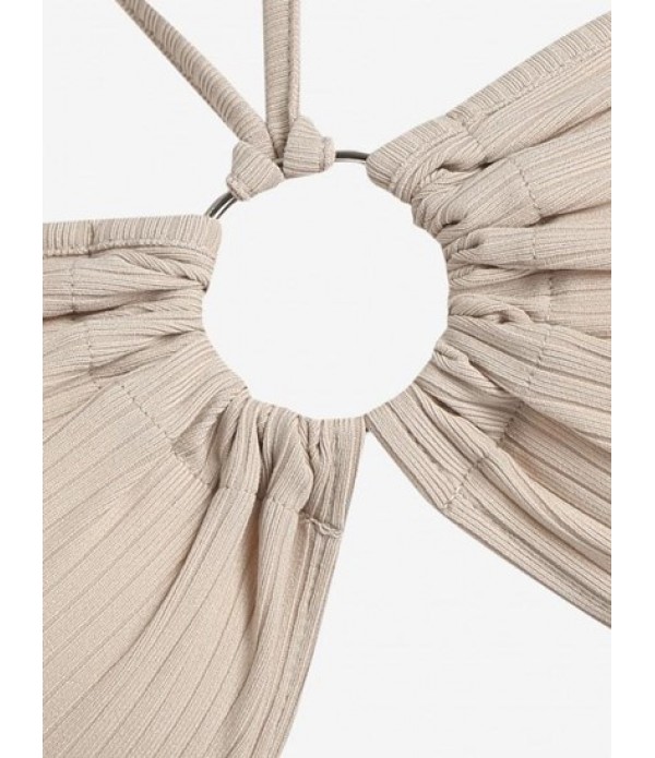 Ribbed O Ring Cutout Slit Slinky Dress Ribbed O Ring Cutout Slit Slinky Dress