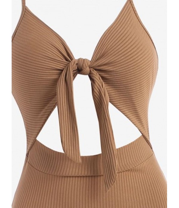 Ribbed Knot Cutout Split Side Slinky Maxi Dress Ribbed Knot Cutout Split Side Slinky Maxi Dress