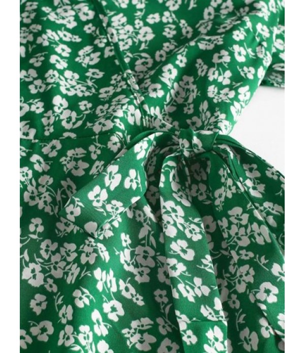 Flowing Tiny Floral Wrap Midi Dress Flowing Tiny Floral Wrap Midi Dress