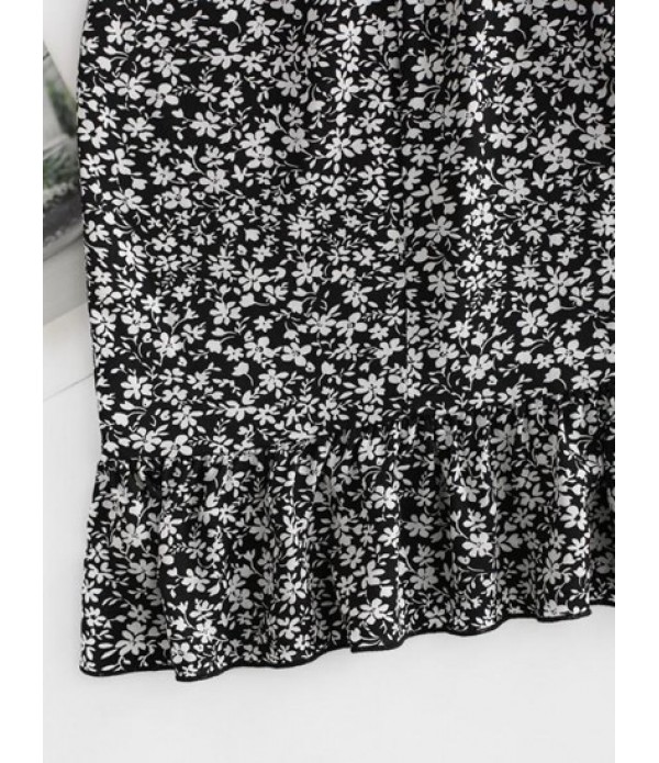 Tiny Floral Print Flounced Dress Tiny Floral Print Flounced Dress