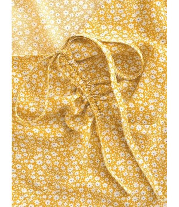 Ditsy Print Cinched Ruched Mini Dress Ditsy Print Cinched Ruched Mini Dress