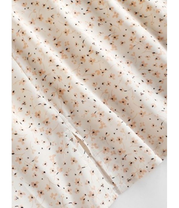 Tiny Floral Print Front Slit Mini Dress Tiny Floral Print Front Slit Mini Dress