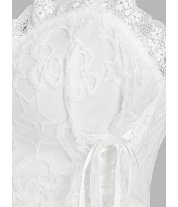 Halloween Skull Star Embroidered Lace Lace-up Dress Halloween Skull Star Embroidered Lace Lace-up Dress