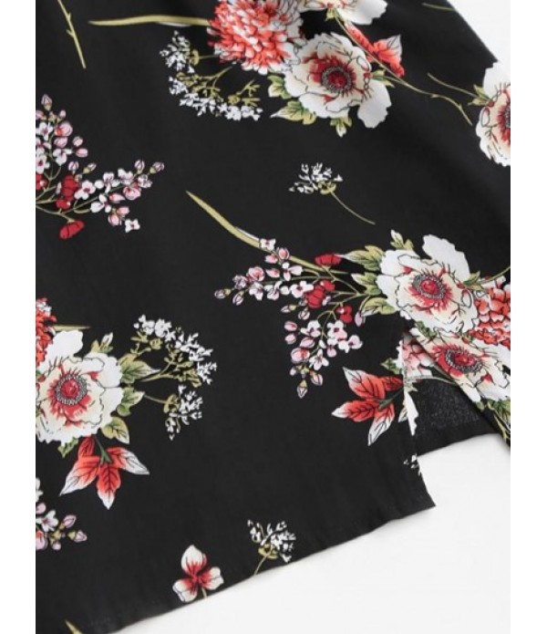 Floral Print Tie Front Spaghetti Strap Bodycon Mini Dress Floral Print Tie Front Spaghetti Strap Bodycon Mini Dress