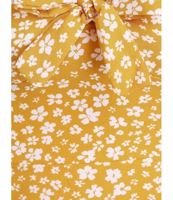 Puff Sleeve Smocked Tiny Floral Print Bowknot Dress Puff Sleeve Smocked Tiny Floral Print Bowknot Dress